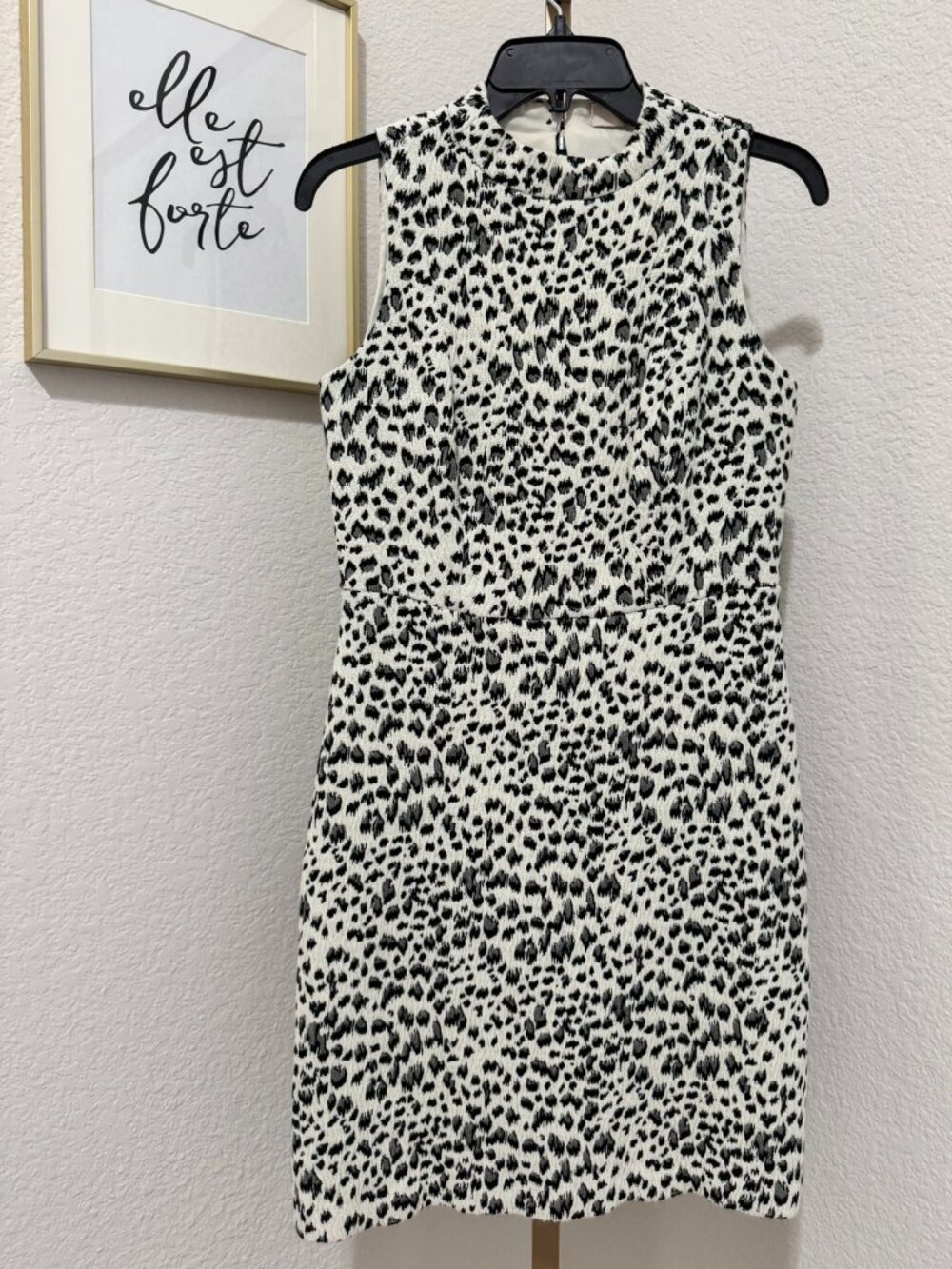 🔥 LOFT Petite Snow Leopard Sheath Dress | Chic Mock Neck | Office to Evening